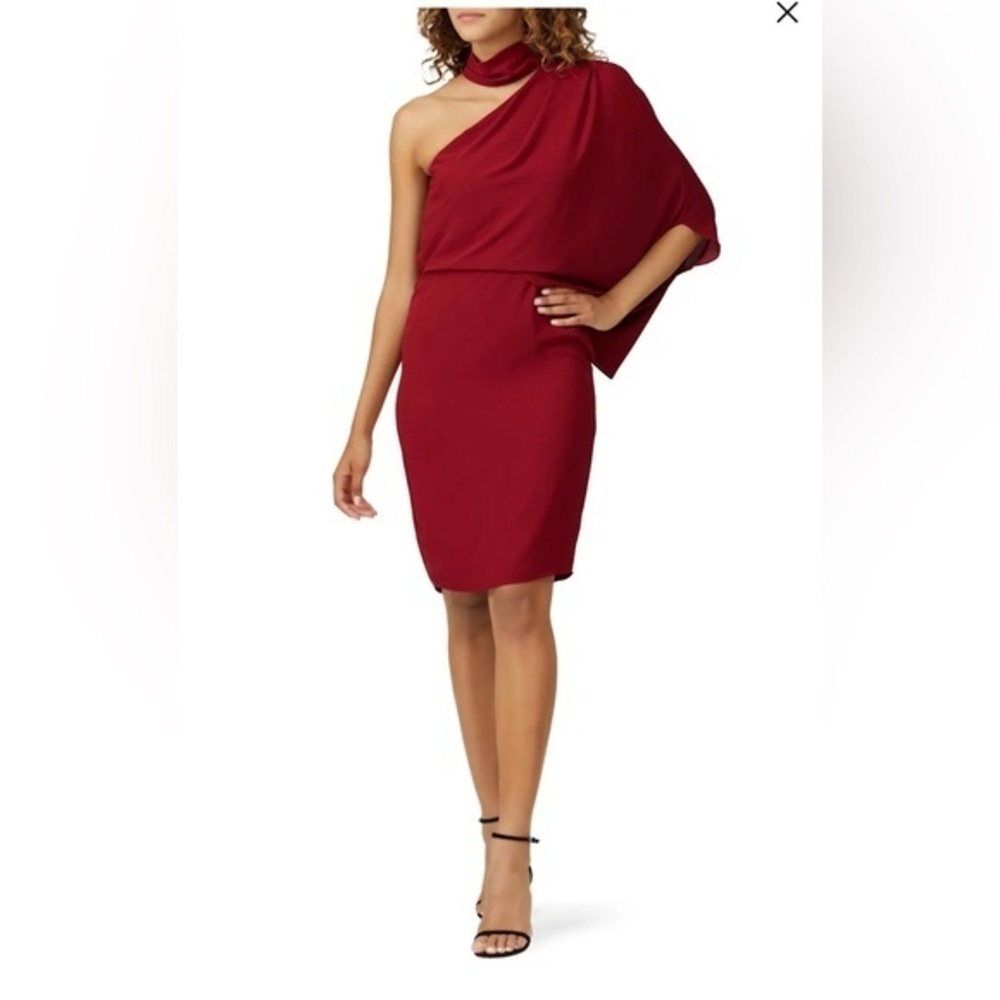 Cherry drape dress by Halston. Size 6. Euc. No signs of wear